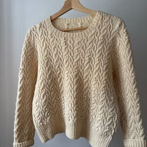 Handknit Vintage Wool Sweater with Button Neckline